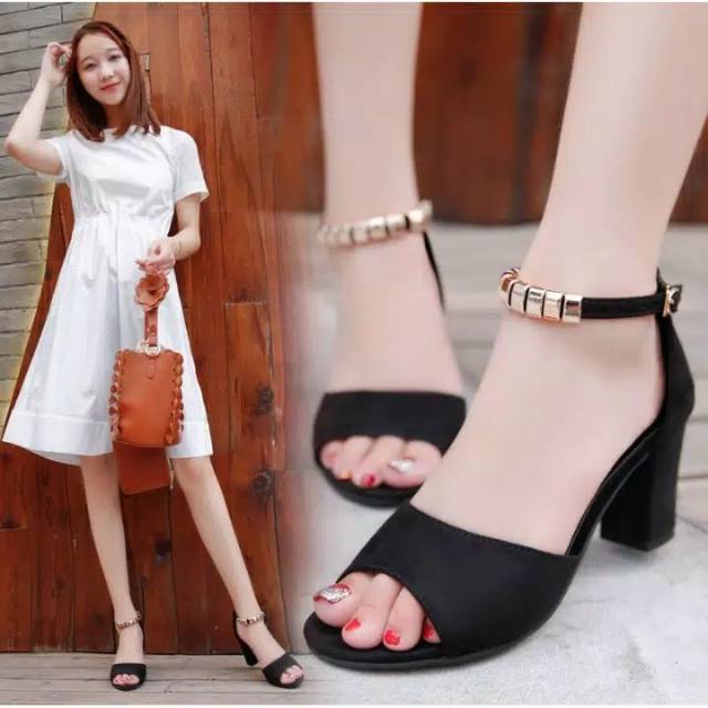 high-heels 5cm sepatu wanita hitam