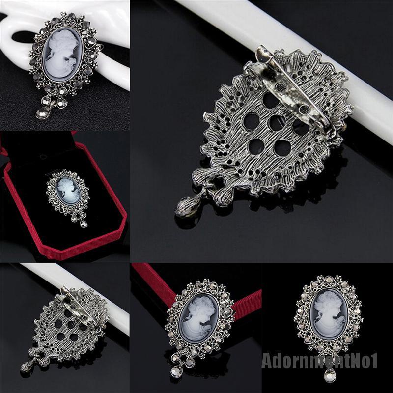 (Adornmentno1) Bros / Pin Gaya Victoria Motif Cameo Aksen Kristal Untuk Perhiasan Wanita / Pesta Pernikahan