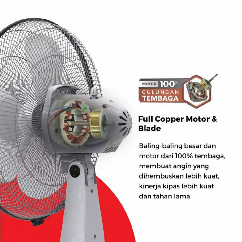 Maspion Kipas Angin Berdiri &amp; Meja 2in1 EX 167S - 167 S - EX167S Stand Desk Fan 55 watt