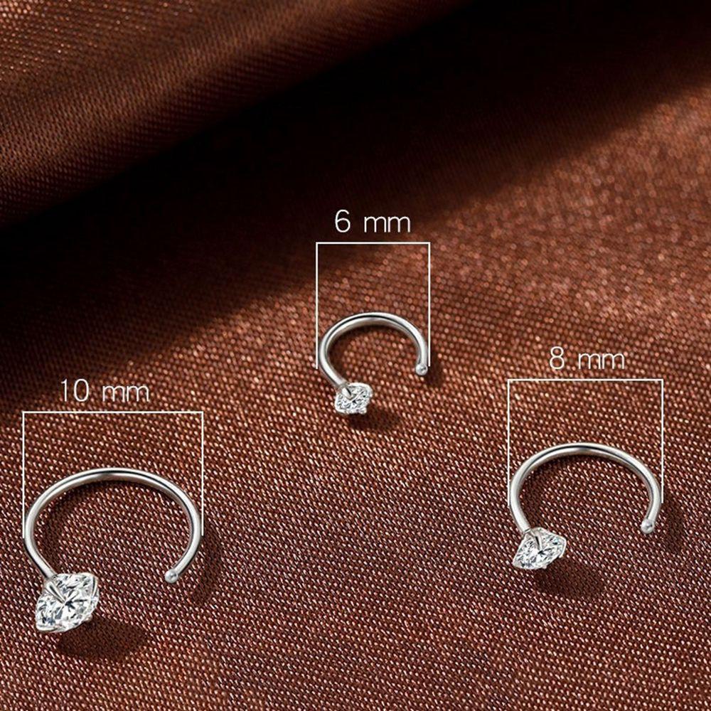 Needway   Sterling Silver Anting Kepribadian Elegan Wanita Tindik Telinga Perhiasan Fashion Zirkon Anting Kecil Hoop