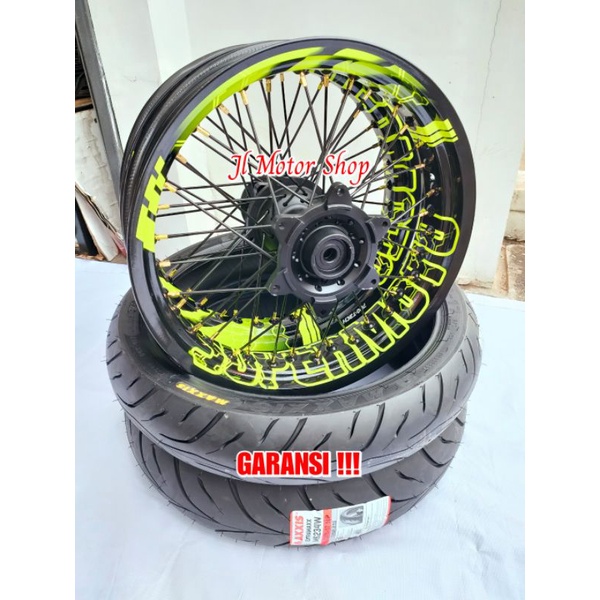 PAKET VELG SUPERRMOTO SUPER MOTO KLX 150 CRF 150 CRF150 L WR155 WR 155 D-TRACKER MOTIF TULISAN SUPERMOTO PROTECH PLUS BAN