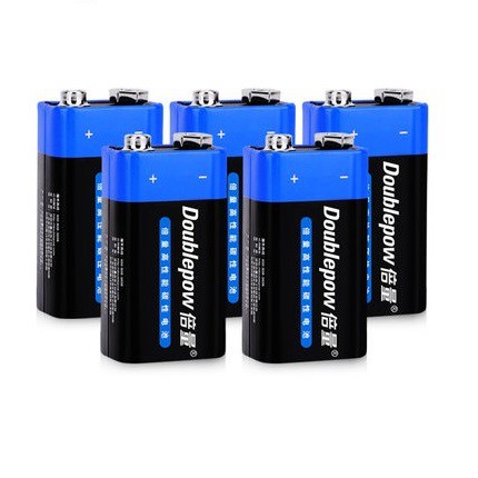 Baterai Kotak Batu Baterai 9V DoublePow Hitam Biru 6F22 Batu Battery 9 Volt Batrai Batre Double Pow