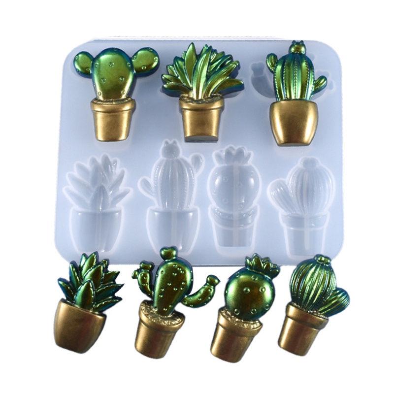 SIY  3D Cactus Keychains Crystal Epoxy Resin Mold Handmade Pendant Decorations Silicone Mould