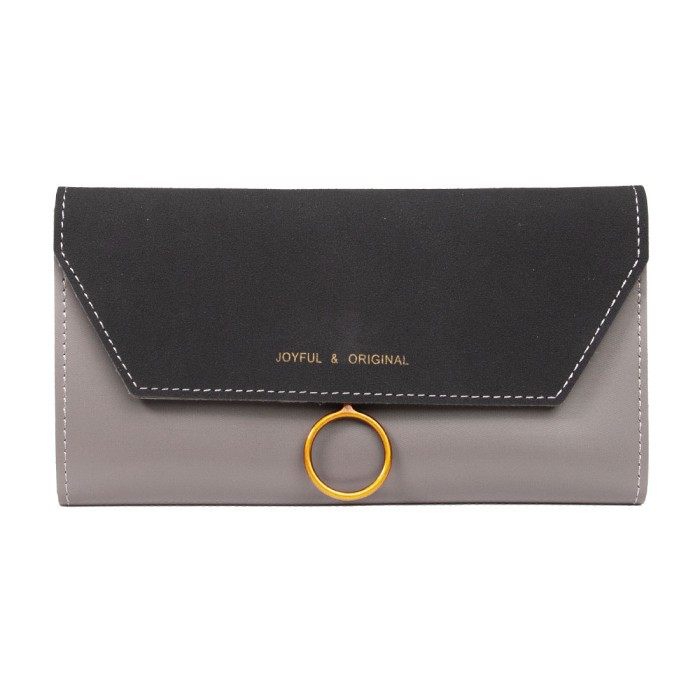 MINISO Dompet Wanita Panjang Wallet Simple Vintage Elegant Metal Logam - Hitam Diskon