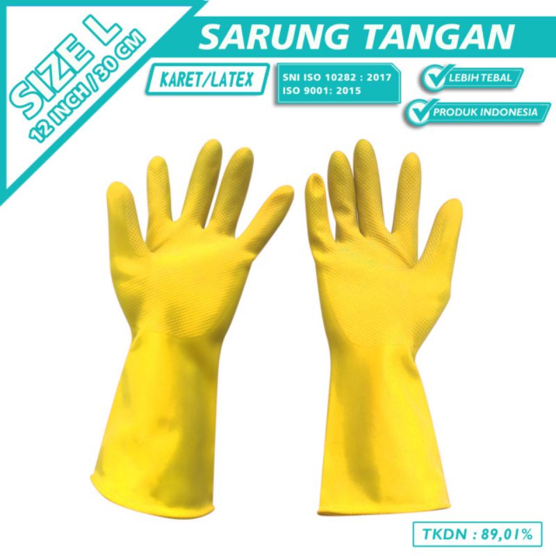 Sarung Tangan Karet Latex 12 inch atau 32cm harga perbag isi 10psg kuning