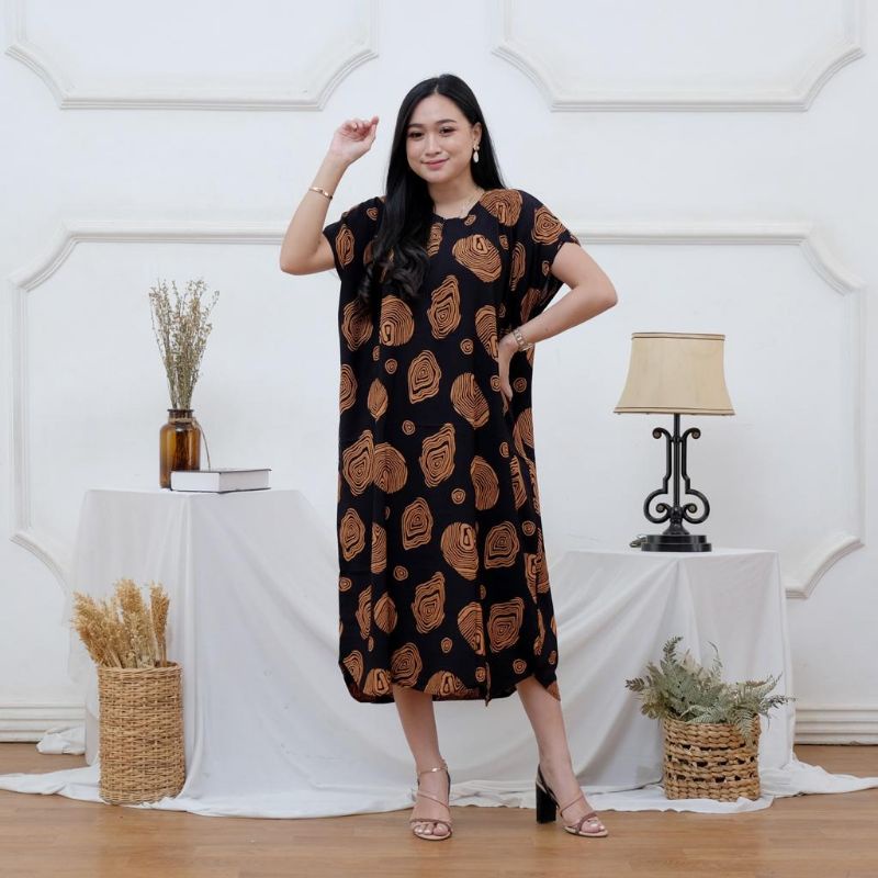 Daster Panjang Busui Kekinian Non Ruffle jumbo LD 130 kekinian viral-Busui siput hitam