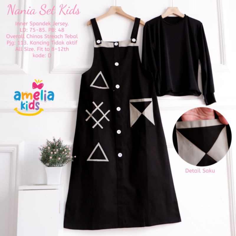 [SIAP KIRIM] Nania Azima Set Kids Overall Anak by Amelia Kids / Ld 75-85 Pb 113