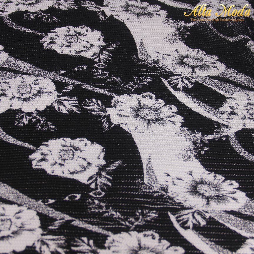 

Alta Moda Kain Stretch Jacquard Knitted Hitam Floral BW Shades (1M)