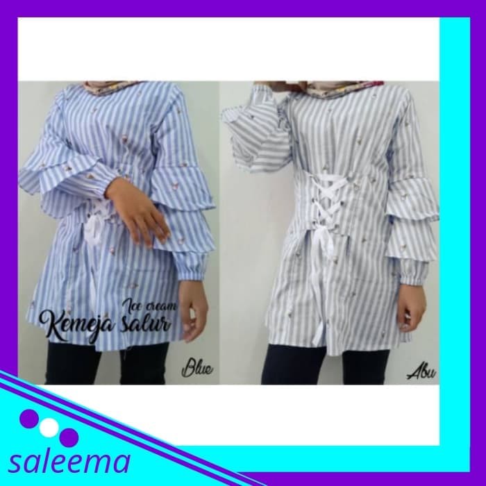 Blus Sifon - Blouse Wanita - Atasan Wanita Atasan Blouse Motif 409 / Baju Blouse Motif 409 - Biru