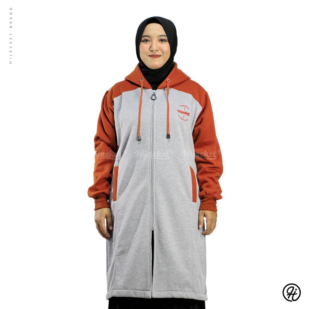 NEW SERIES JAKET WANITA HJ-ALC BLACK HIJACKET® ALICIA / jaket hijaber model panjang-GREY