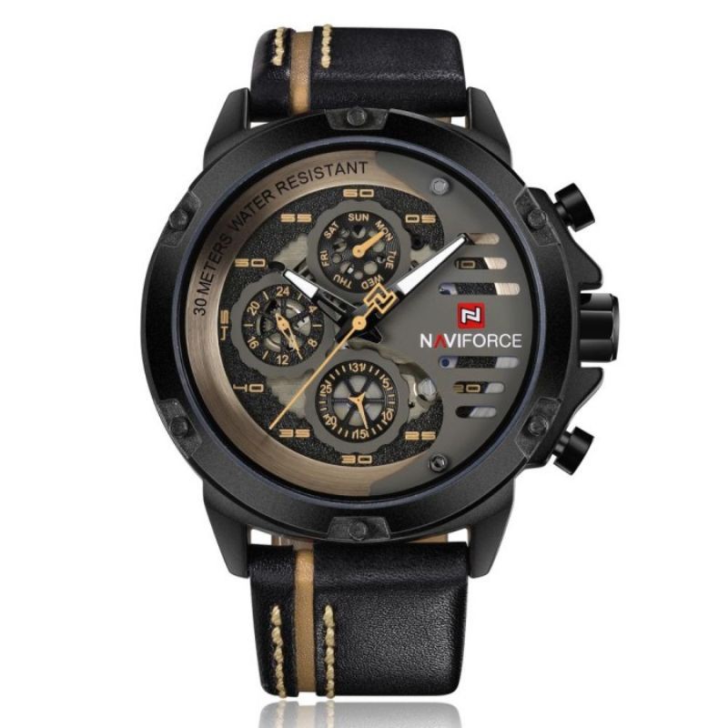 Naviforce Multifungsi Kulit - Jam Tangan Pria - 9110 - Original - Hitam

