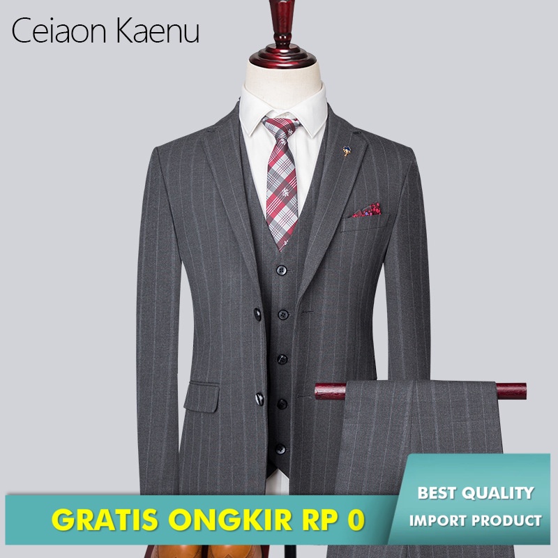 Jas Pria  New Garis Terbaik Man Pernikahan Korea Slim Menyesuaikan Kelabu Kecil   Ngin Import