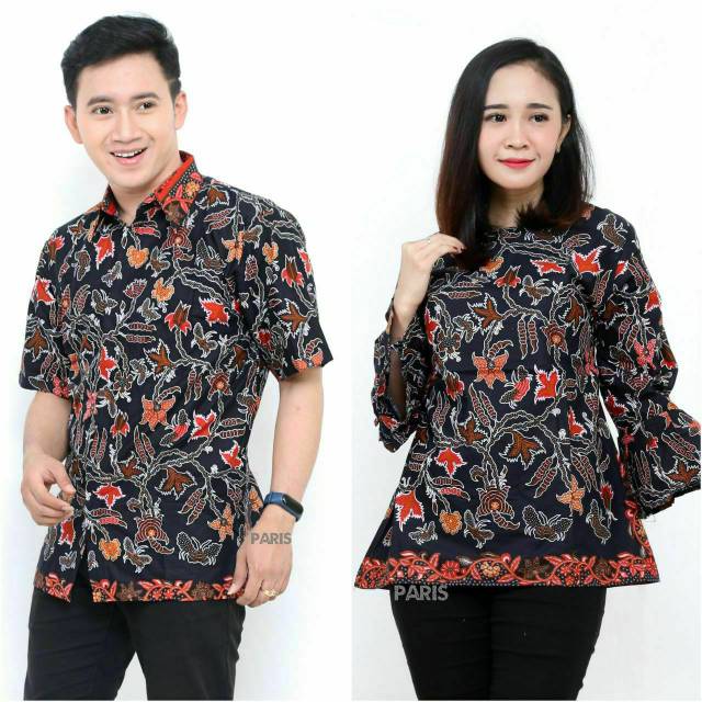 Harga Pabrik Couple Batik Motif Bunga Hitam dzyn5gHDq9aQg