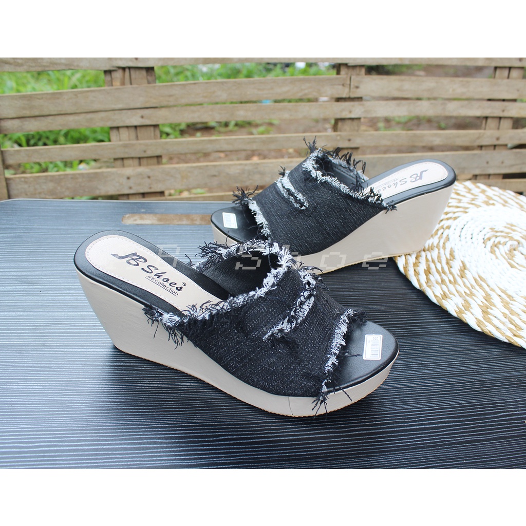 Sandal Wedges Wanita Kokop Rumbai / Selop Sendal Casual Murah DE 08