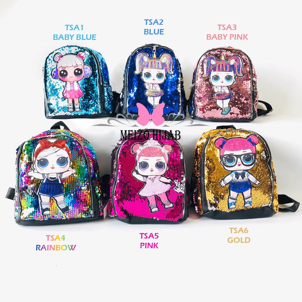 (COD) TSA TAS RANSEL LOL SEQUIN import LED MENYALA TAS WANITA LOL sequin terlaris