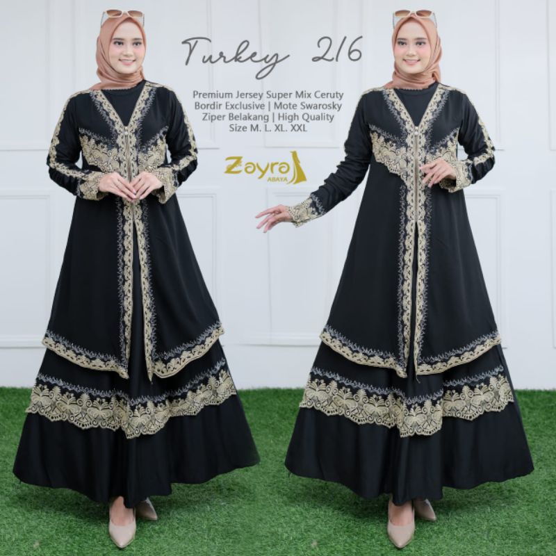 abaya /gamis turkey /gamis hitam jersey abaya/ 216