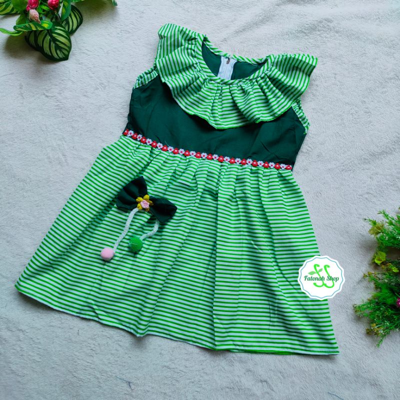 Dress Anak 1 2 tahun strip singlet Lala gaun anak cewek perempuan Fatonah Shop nana singlet ( dress nana strip )