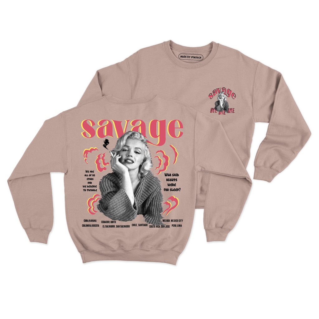 Sweaterpolos Basic Sweater SAVAGE ( Sablon ) Unisex Pria &amp; Wanita