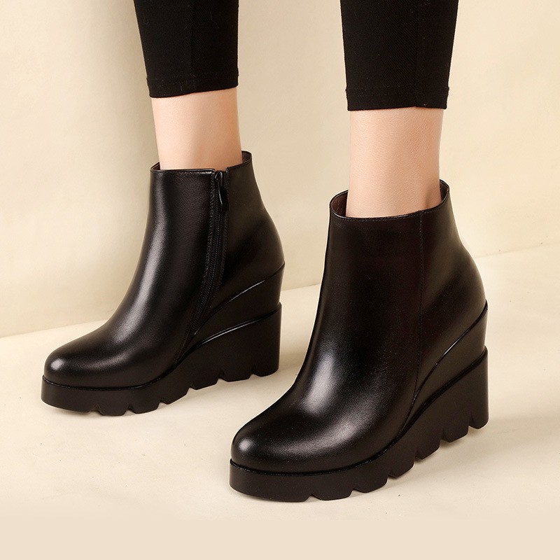 black platform wedge boots