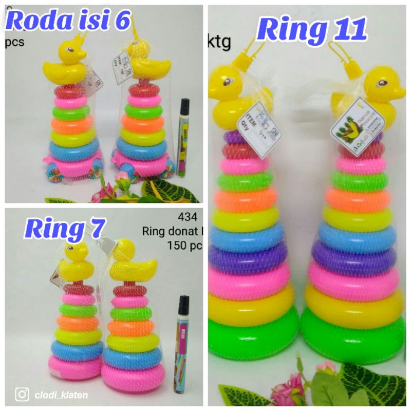 Mainan Anak Bayi Edufun Ring Donat Susun Stacking Duck Isi Ring Warna Plus 1 Bebek