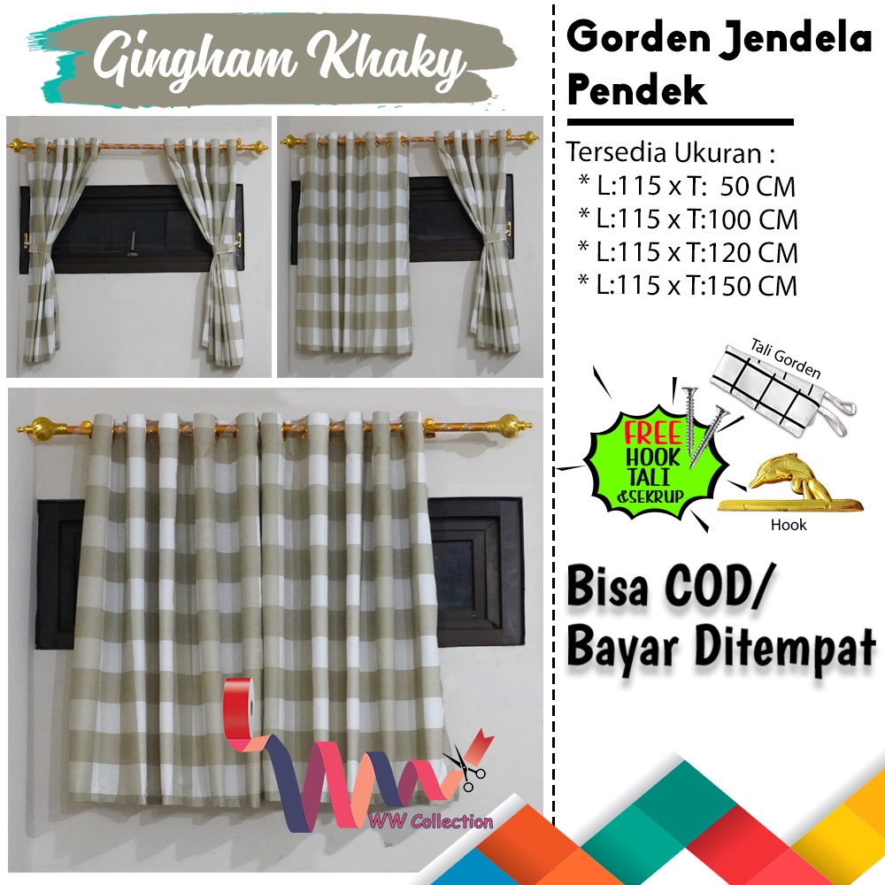 GORDEN JENDELA KAMAR  PENDEK UKURAN  TINGGI 120 DAN 150 CM /HORDENG MINIMALIS KAMAR DENGAN SMOKRING