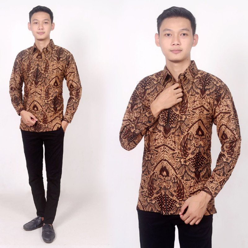 BSWART BATIK HRB026 Kenongo Hem Pendek Padi Pekalongan M L XL Batik Pria MURAH