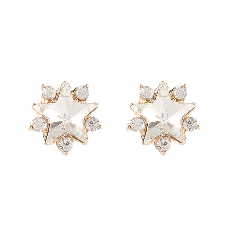 Pentagram Zircon stud anting-anting untuk wanita sederhana anggun all-match kecil earbud cocok antin