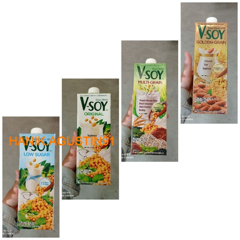 

V-soy Susu Kedelai Original / Multi Grain | Vsoy Soya Milk Multigrain 1 Litter UHT Kacang