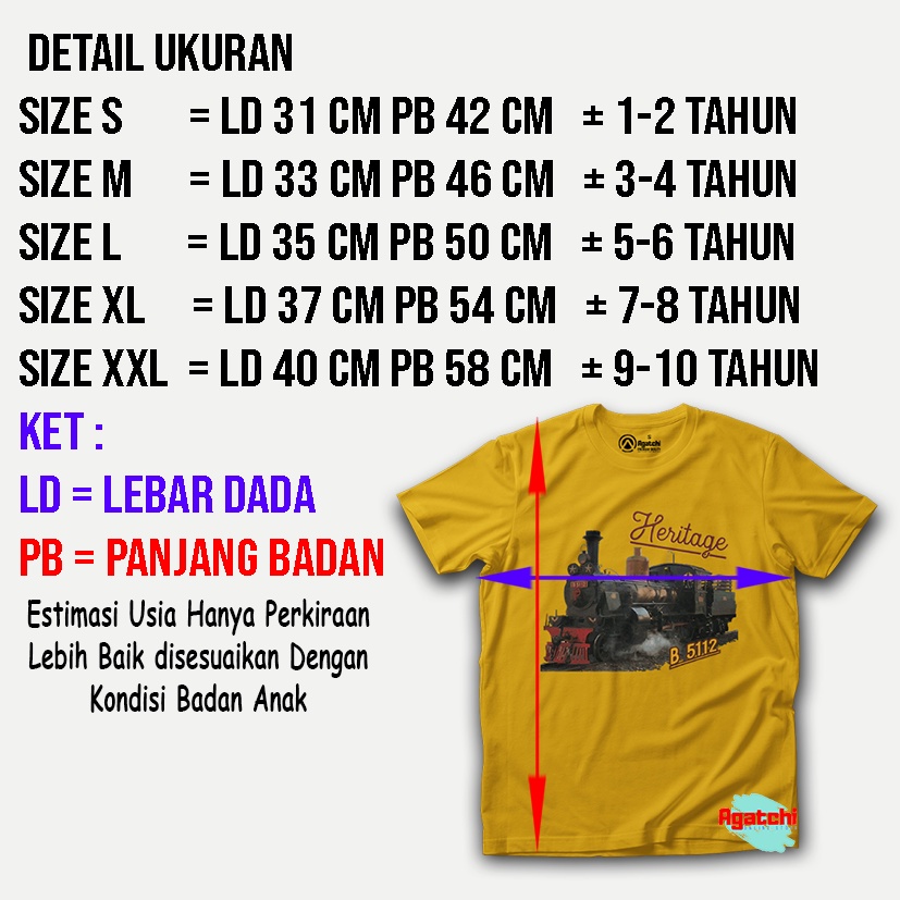 Baju Kaos Atasan Anak Laki-Laki Kereta Api Klasik Heritage KAI