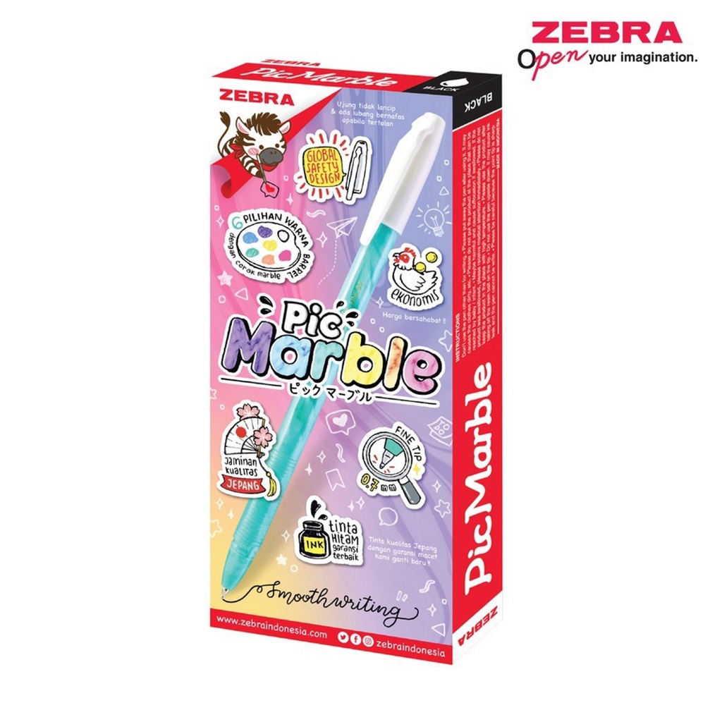 

BALLPEN PIC MARBLE 0.7MM SEMI GEL 12PCS/4PCS/ECER ZEBRA (BLACK)