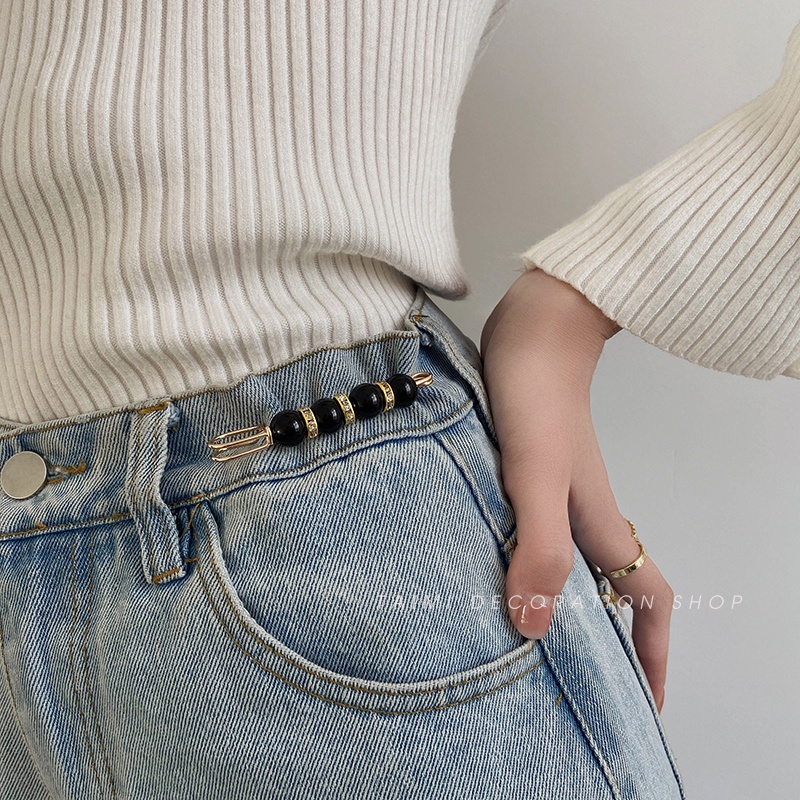 Fixed pearls  pin pants waist change small artifact high-end anti-fade pants pearls all-match personality accessories brooch female