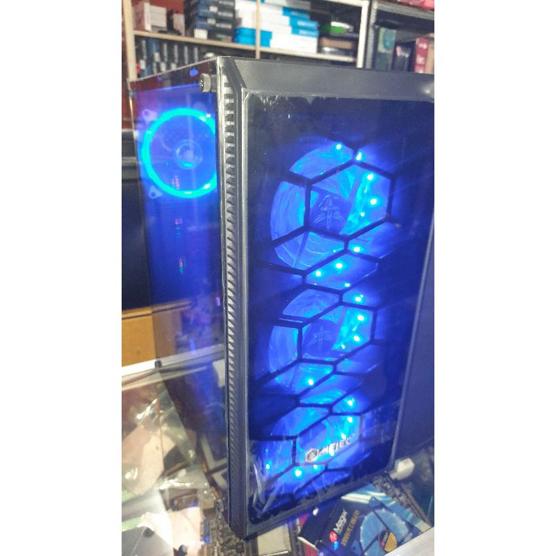 casing gaming tempered glas fan rgb otomatis