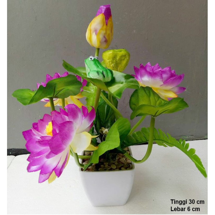 Naindo Bunga Teratai Imitasi Set hiasan ruang tamu & kantor-teratai plastik-bunga plastik