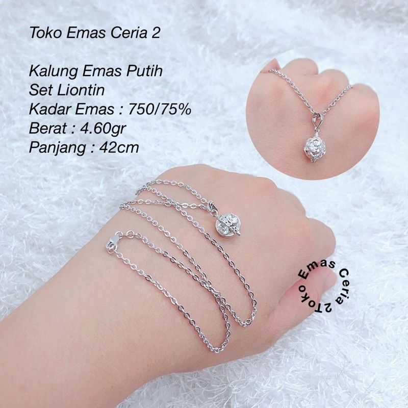 Kalung Emas Putih Set Liontin