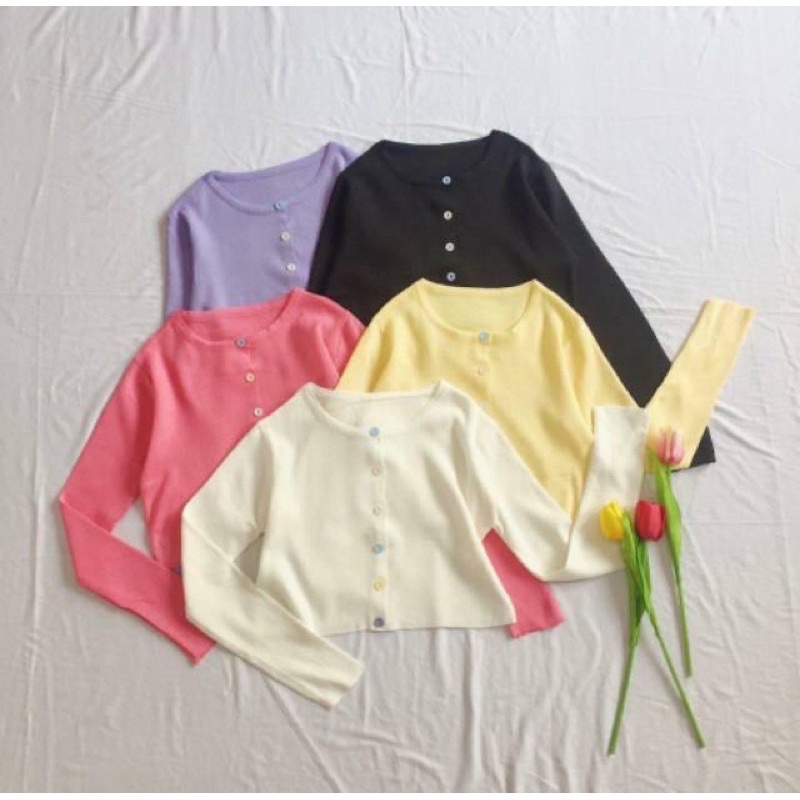 BEFAST - ZFS OOTD Wanita Kaos Crop MAWAR / JENICA RIB CROP / Kaos Lengan Panjang / Kaos Bisa Di Jadikan Cardigan / Cardigan Kancing Warna-Warni / Kaos Atasan Wanita Kekinian / Kaos  Crop Top Terlaris