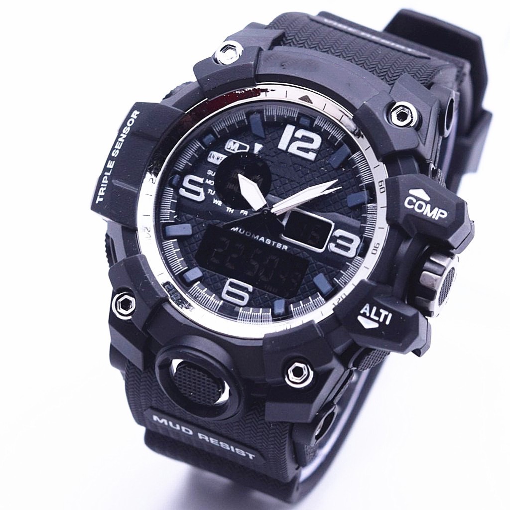 Jam Tangan Pria  ANTI AIR RUBBER JAM TANGAN PRIA SPORT  IMPORT DUAL-TIME watch FREE BATERAI G1 G2