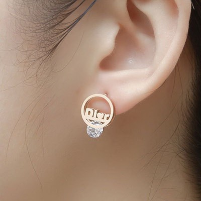 Anting Fashion Korea Titanium Bulat Simple Rose Gold Solitaire  - BE310
