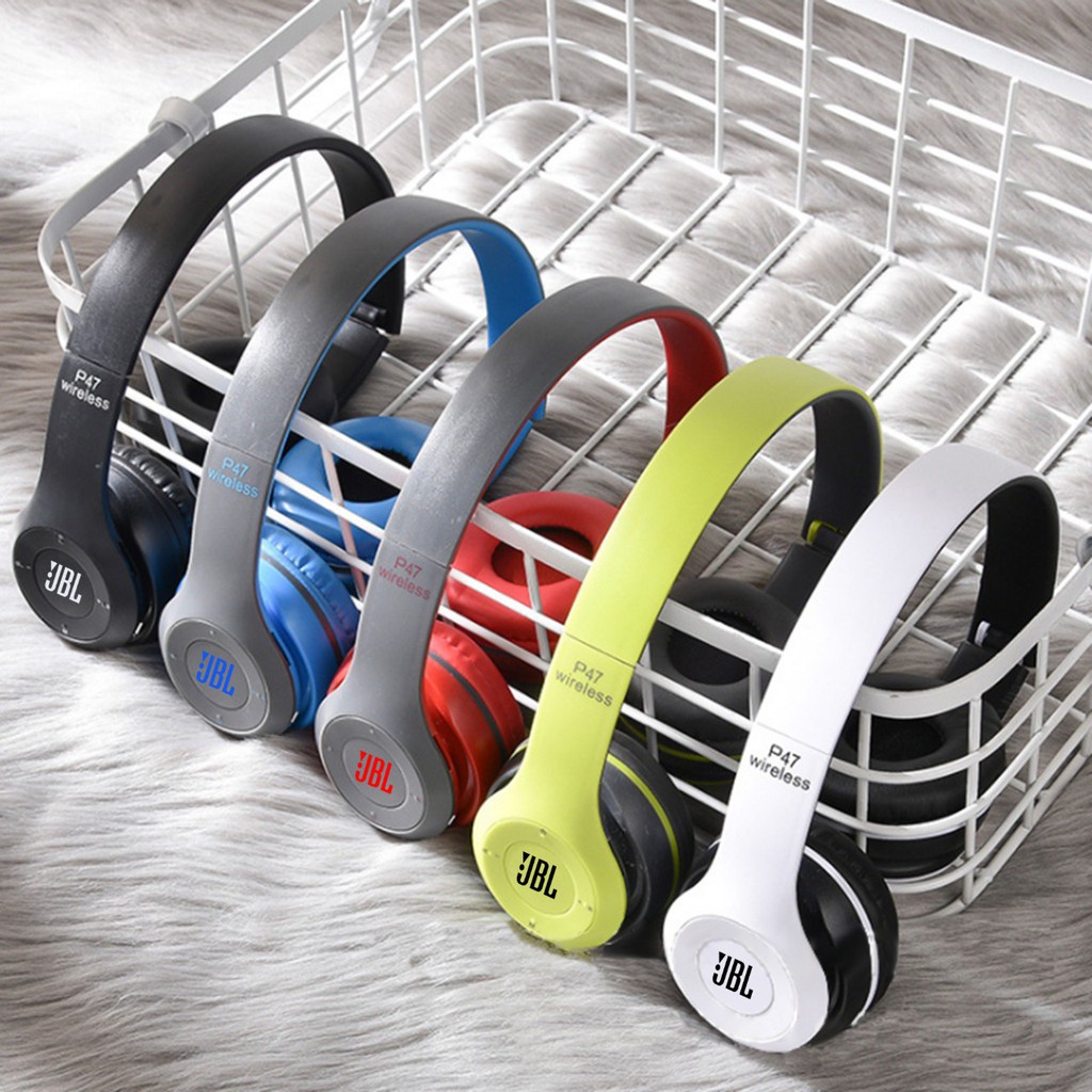 HEADPHONE BLUETOOTH JBL OEM SUPER BASS HEADSET P47 HANDSFREE EARPHONE WIRELESS GROSIR