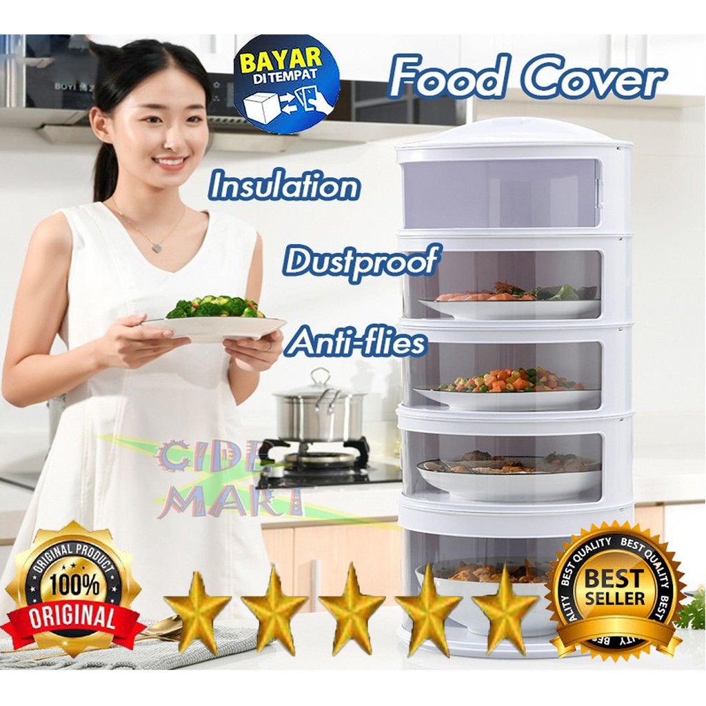 [5 SUSUN] TUDUNG SAJI MULTI STORAGE 5 SUSUN WARNA WARNI / FOOD COVER RAK MAKANAN / TEMPAT MAKANAN