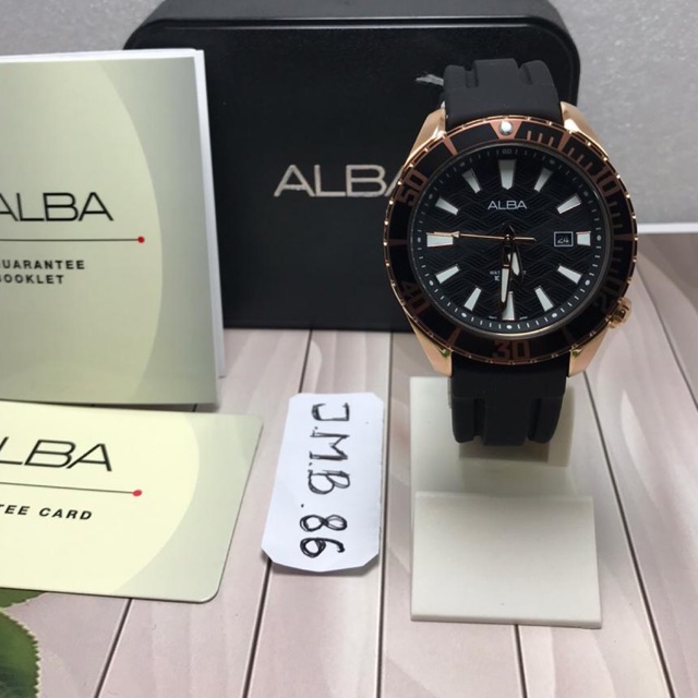 Jam tangan pria Alba samurai rosgold rubber original