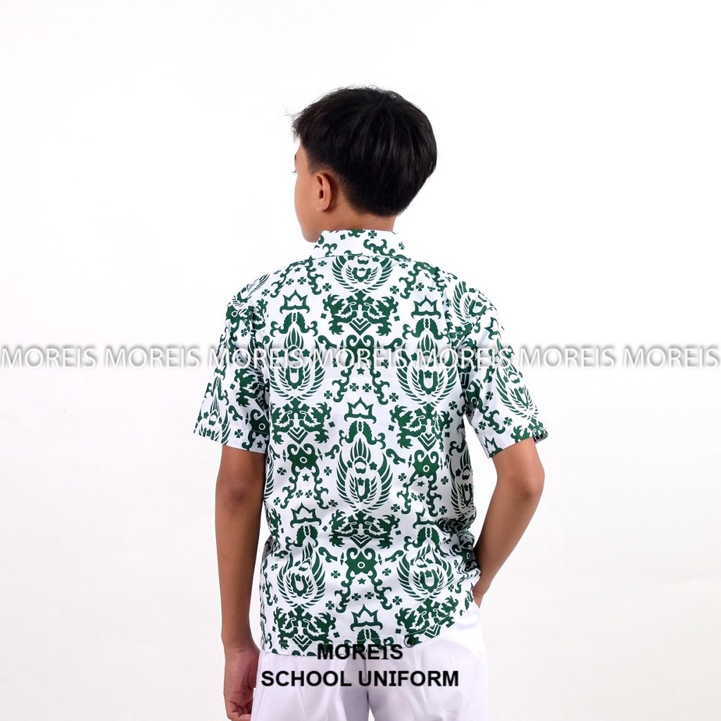 Seragam Baju Batik Garuda Pendek Hijau SD/MI/TK/PAUD