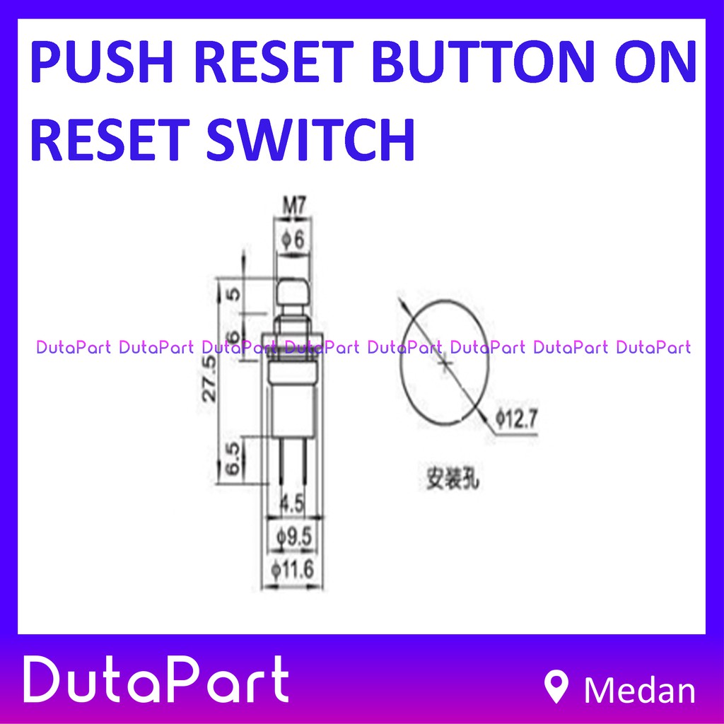 Push Reset Button ON Reset Switch Mini Bagus Tahan Lama Merah Hitam