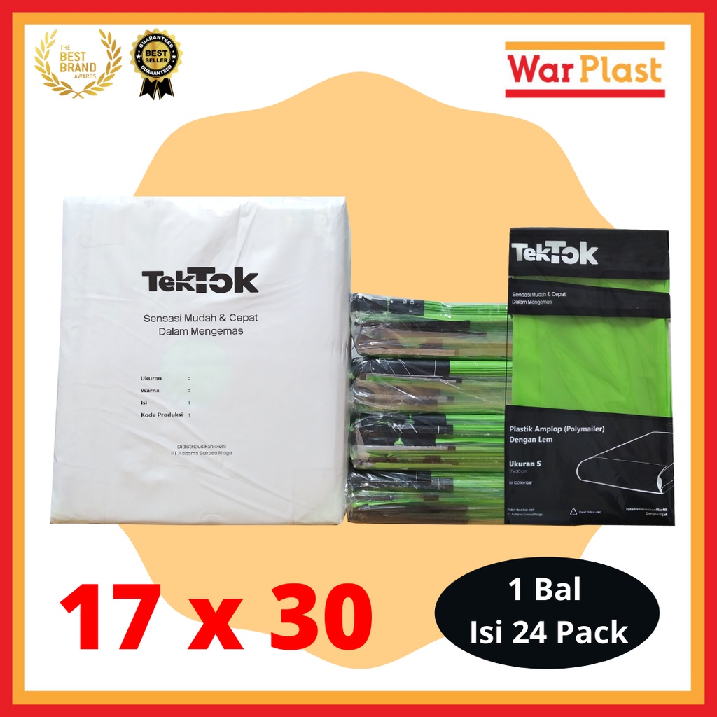 Plastik Polymailer Amplop Plastik Packing TekTok - Uk S 17x30 - Hijau