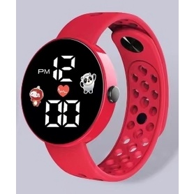 JAM TANGAN DIGITAL ANTI AIR MURAH RAINBOW WATCH KARET SPORT LED PRIA WANITA COUPLE HIGH QUALITY COD-575 RED