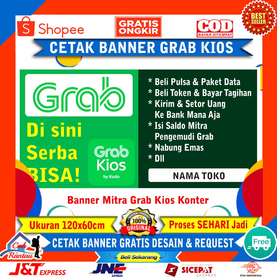 Spanduk Banner GrabKios Kios untuk dagang online Bahan Promosi Iklan Usaha dan Bisnis Toko Konter