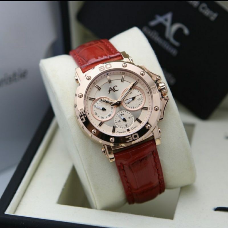 JAM TANGAN WANITA ALEXANDRE CHRISTIE AC 9205 RED ROSEGOLD