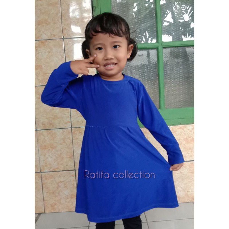 Tunik Anak Rempel Pinggang /Usia 1-4Tahun/Matt Jersey super tebal.Ratifa collection.