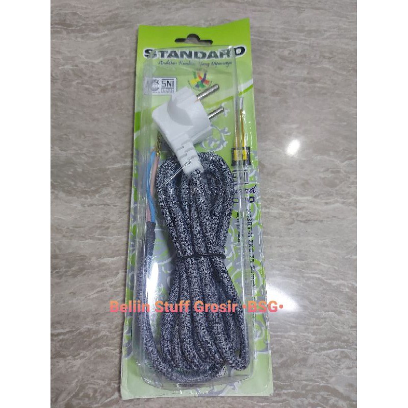 Kabel Setrika STANDART 14038 Panjang 2 Meter Kepala Arde Kabel 2*0.75 Sqmm BerSNI High Quality