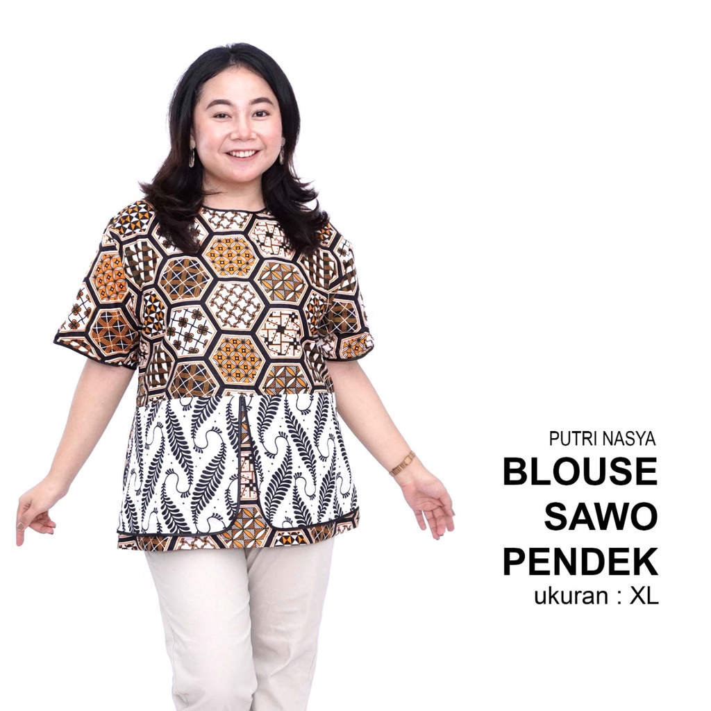 Blouse Big Size Wanita Atasan Batik Jumbo L-XL-2L-3L-4L-5L-6L-7L Model Blus Jumbo Kerja Batik / Atasan Kantor Big Size Kantor Wanita