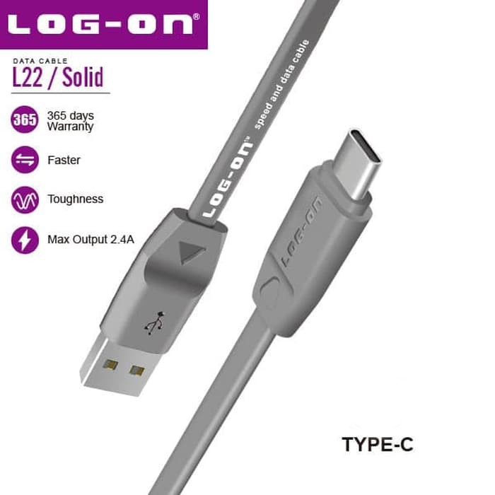 KABEL DATA SOLID SAFE SPEED LO-L22 TYPE C USB CABLE - FLAT SERIES 3 METER - LOG ON